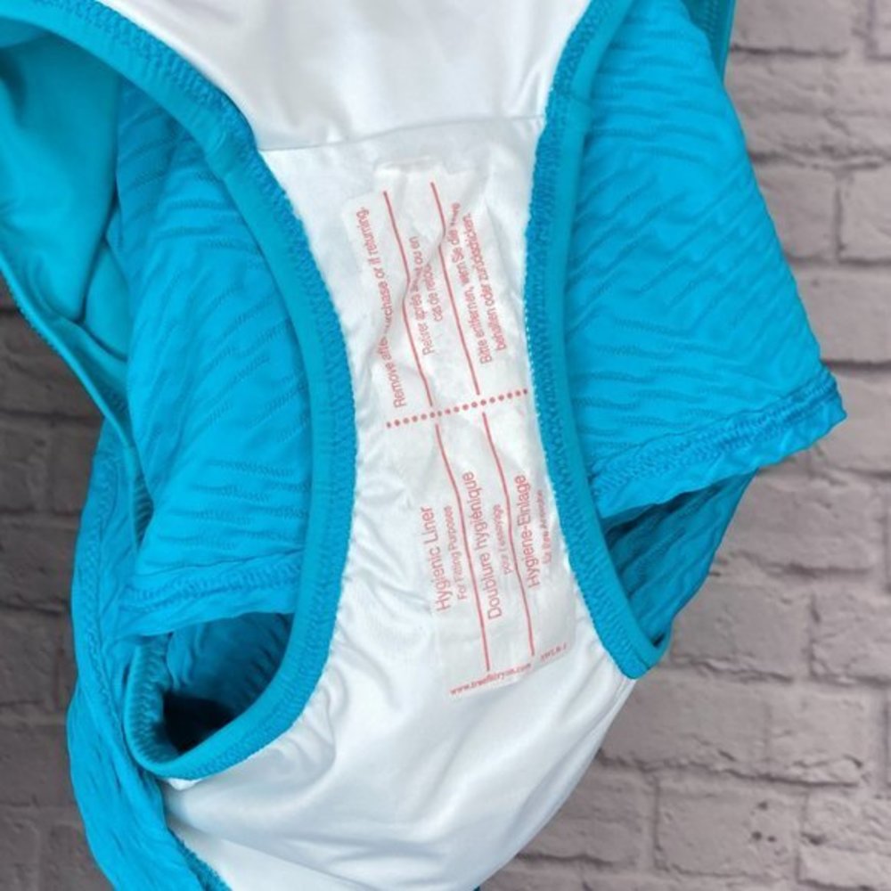 New Lands' End Size 6 Turquoise Blue Textured NXT Swim Skirt Skort Bottoms Lined - Picture 5 of 5